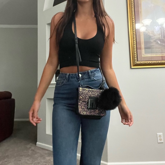 Black Sparkly Aldo Adjustable Strap Purse - Picture 6 of 10